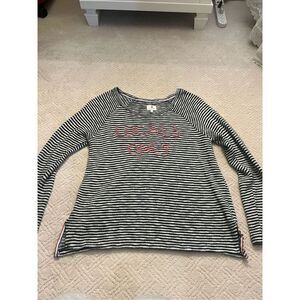 Sundry Anthropologie Coastal Nautical Striped LOCALS ONLY Embroidered Sweater